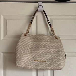 Michael Kors Cream MK Signature Chain-Handle Shoulder Bag